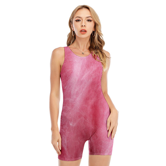 Pink Cotton Candy Print Sleeveless One Piece Swimsuit