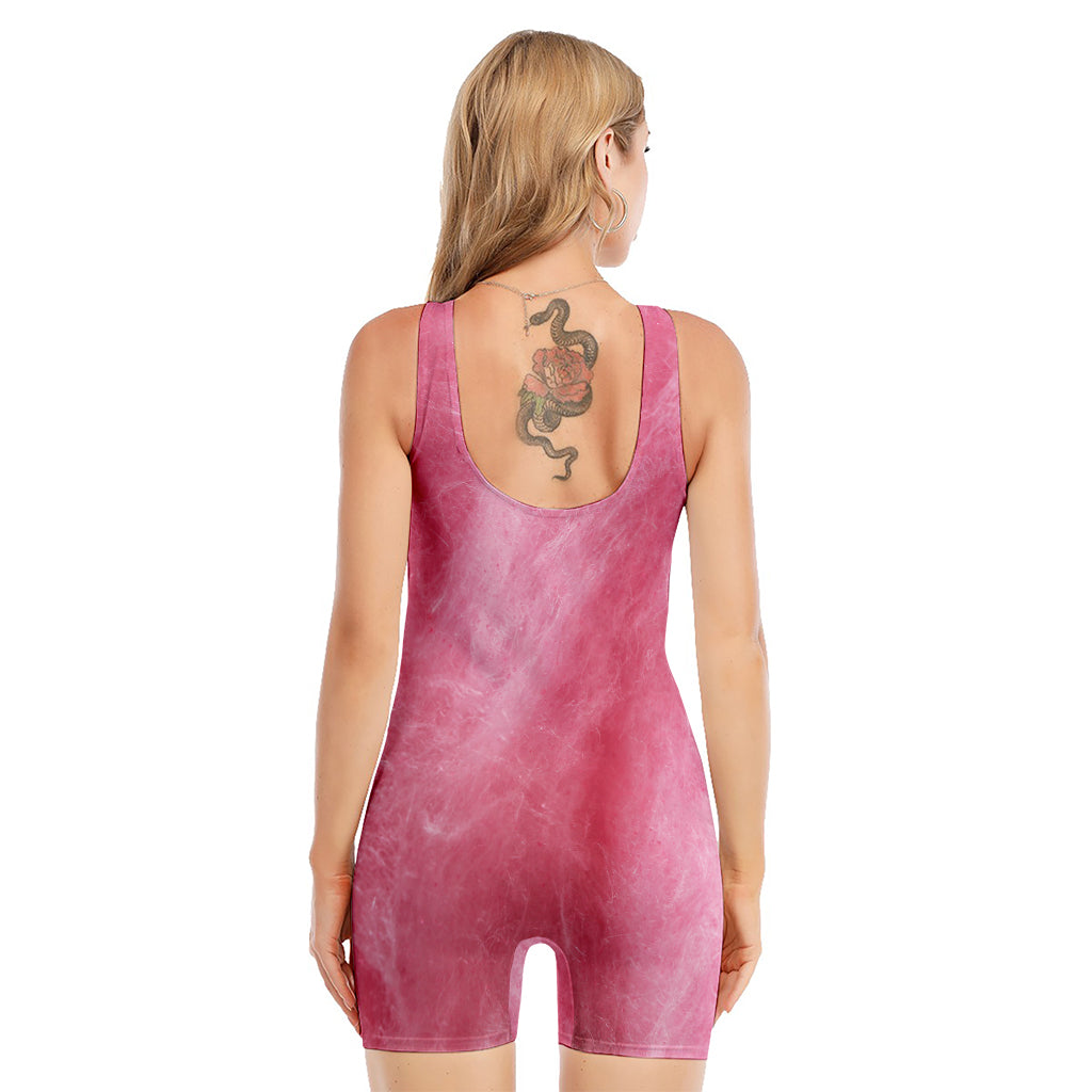 Pink Cotton Candy Print Sleeveless One Piece Swimsuit