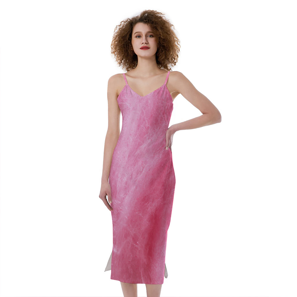 Pink Cotton Candy Print Slim Fit Midi Cami Dress