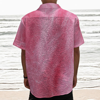Pink Cotton Candy Print Textured Short Sleeve Shirt