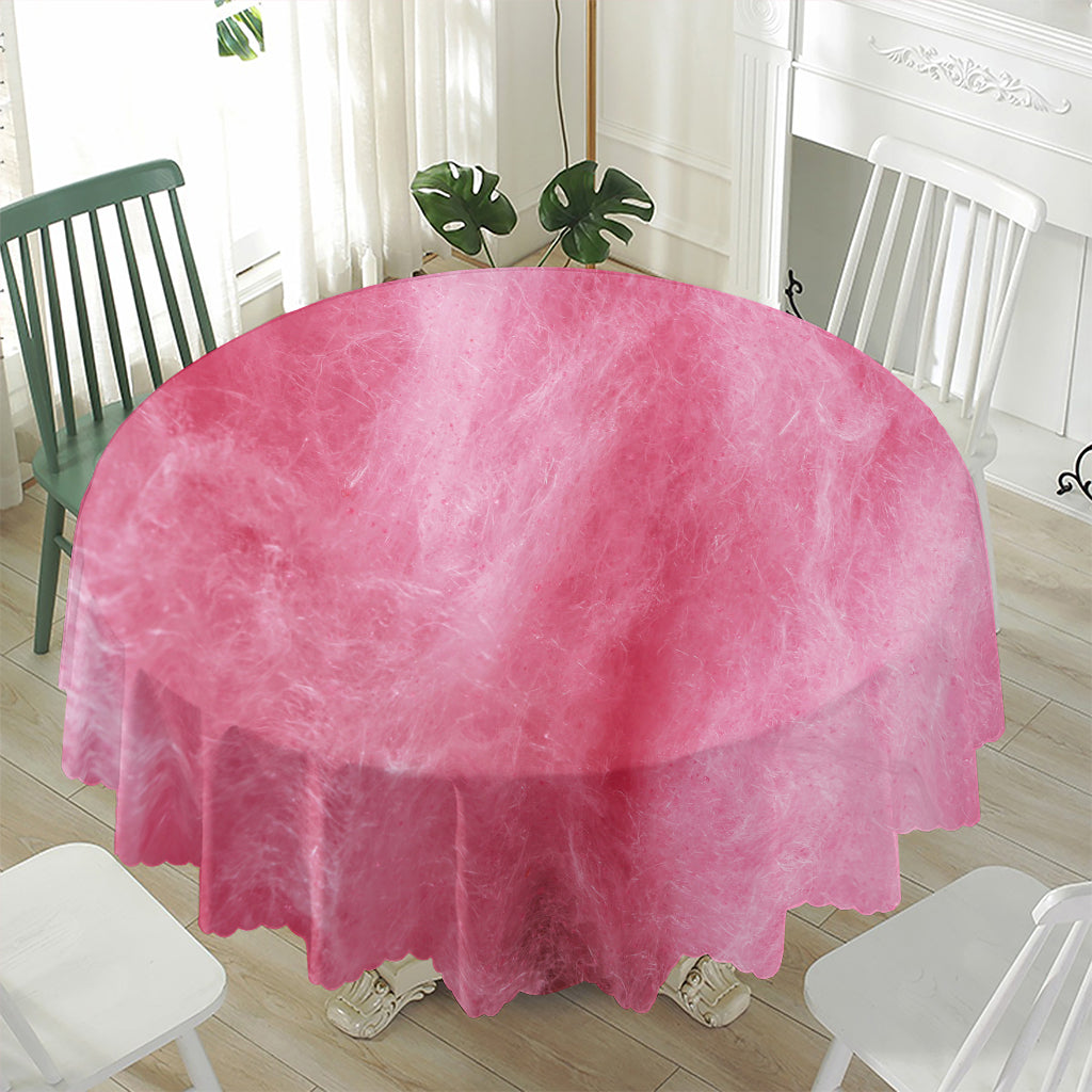 Pink Cotton Candy Print Waterproof Round Tablecloth