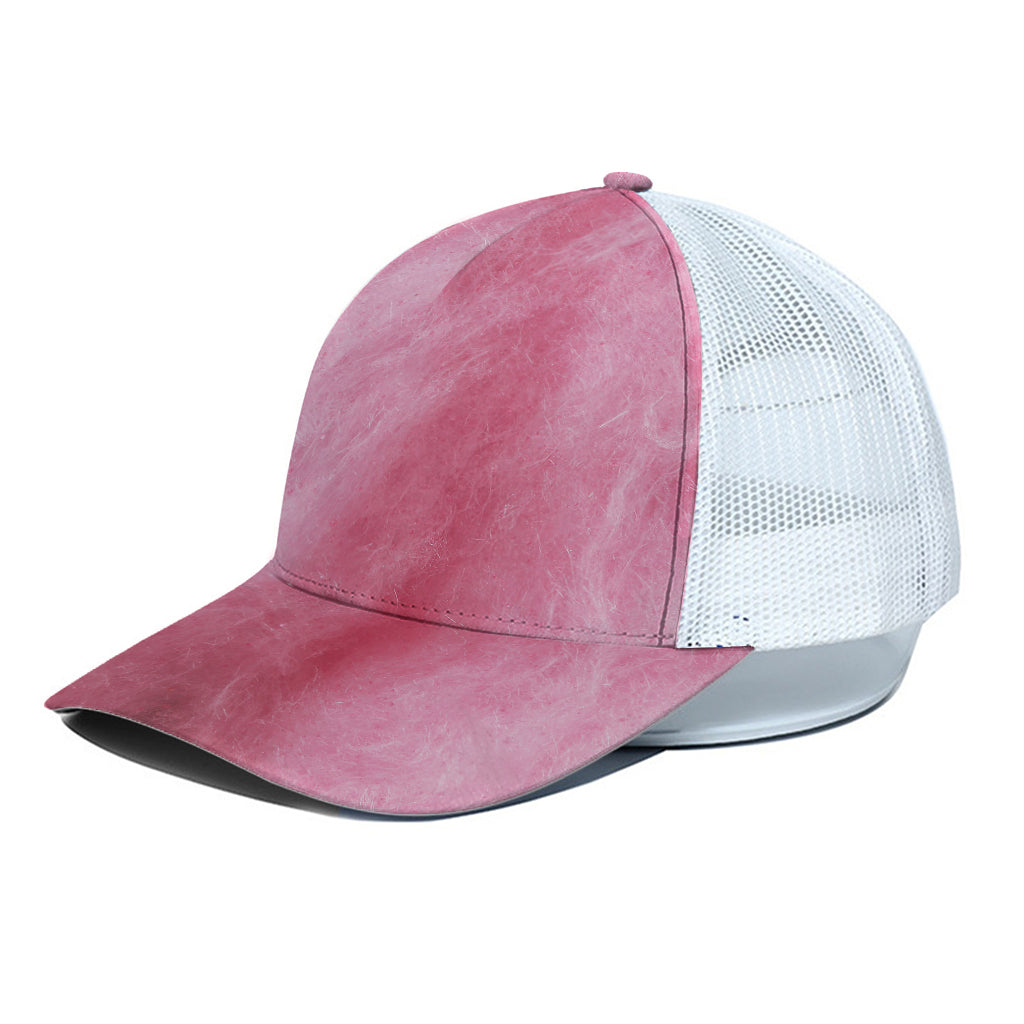 Pink Cotton Candy Print White Mesh Trucker Cap