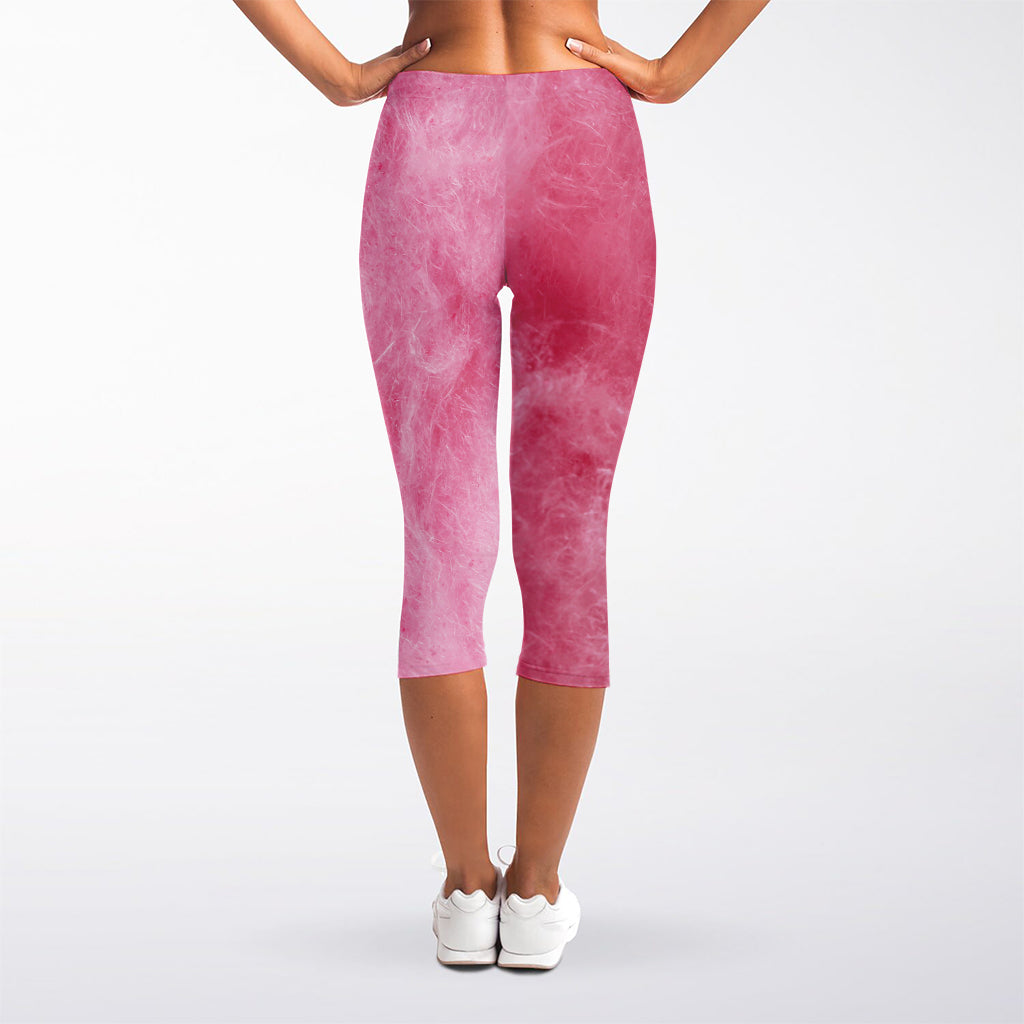 Pink Cotton Candy Print Women's Capri Leggings