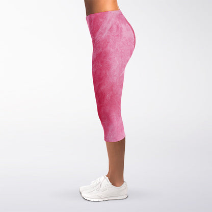 Pink Cotton Candy Print Women's Capri Leggings