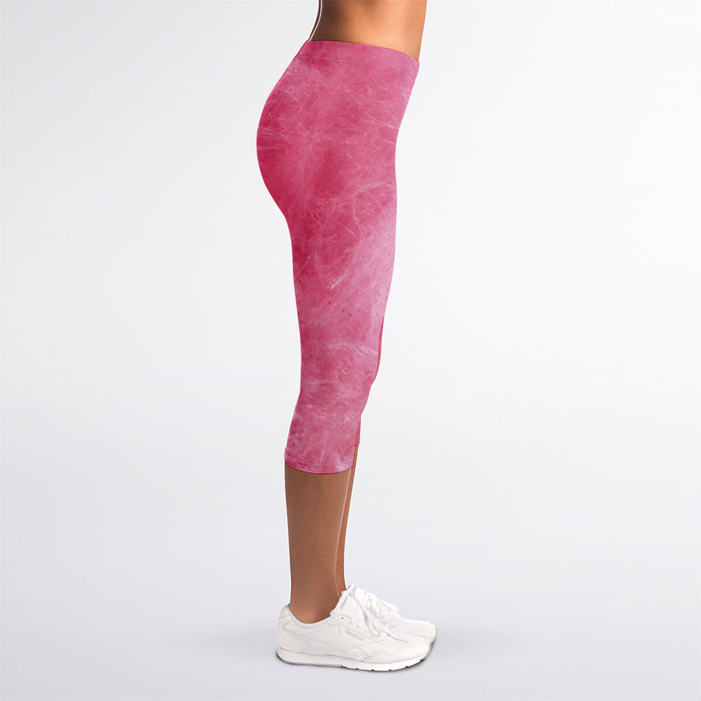 Pink Cotton Candy Print Women's Capri Leggings