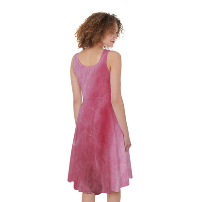 Pink Cotton Candy Print Women's Sleeveless Dress