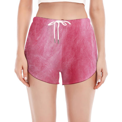 Pink Cotton Candy Print Women's Split Running Shorts