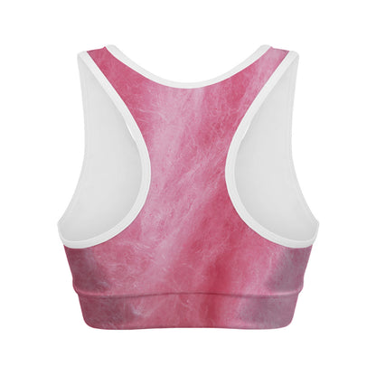 Pink Cotton Candy Print Women's Sports Bra