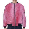 Pink Cotton Candy Print Zip Sleeve Bomber Jacket
