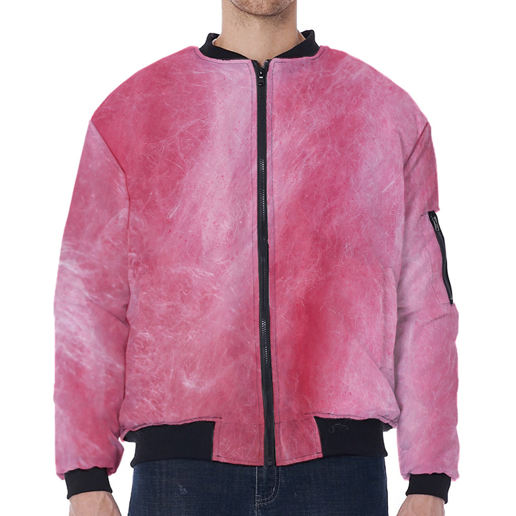 Pink Cotton Candy Print Zip Sleeve Bomber Jacket
