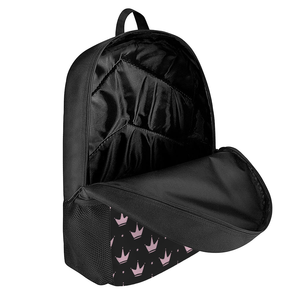 Pink Crown Pattern Print 17 Inch Backpack