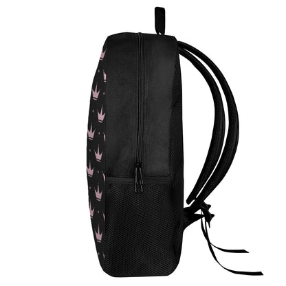 Pink Crown Pattern Print 17 Inch Backpack