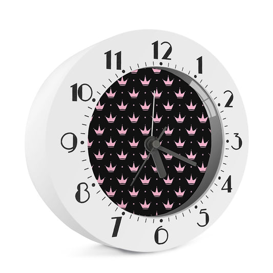 Pink Crown Pattern Print Alarm Clock
