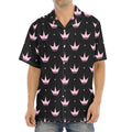 Pink Crown Pattern Print Aloha Shirt