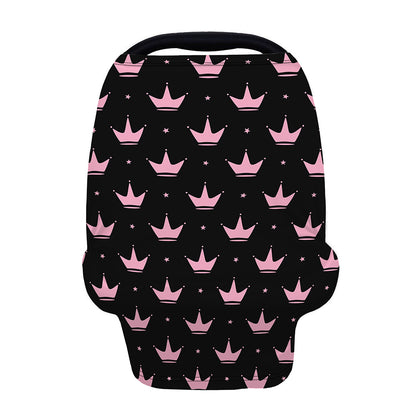 Pink Crown Pattern Print Baby Seat Cover