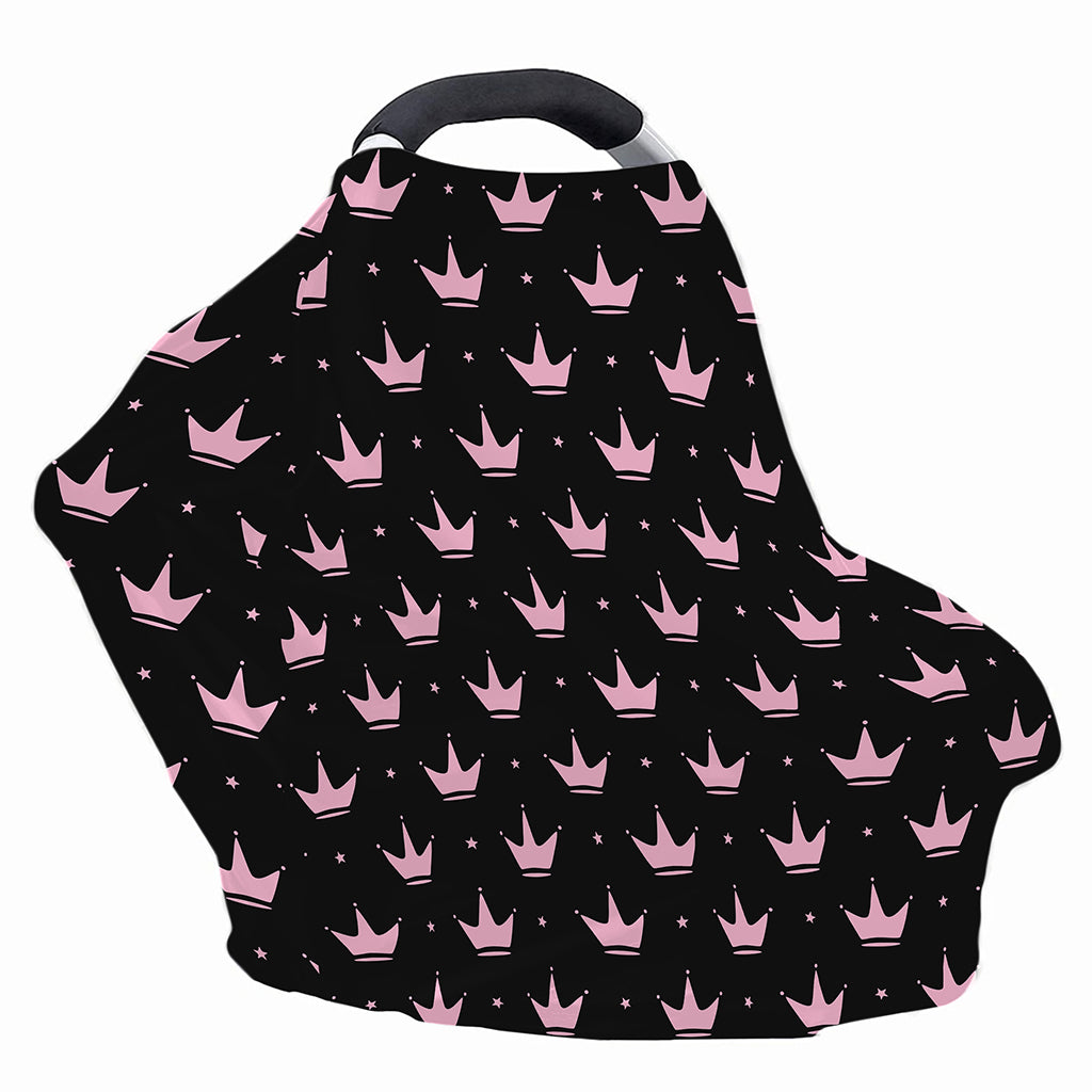 Pink Crown Pattern Print Baby Seat Cover