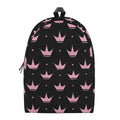 Pink Crown Pattern Print School Backpack
