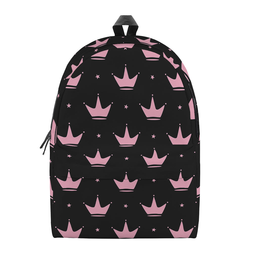 Pink Crown Pattern Print Backpack
