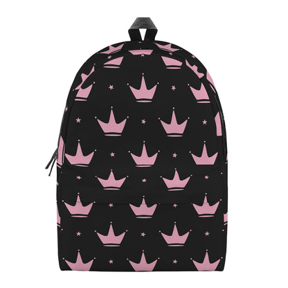 Pink Crown Pattern Print Backpack