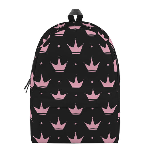 Pink Crown Pattern Print Backpack