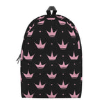 Pink Crown Pattern Print Backpack