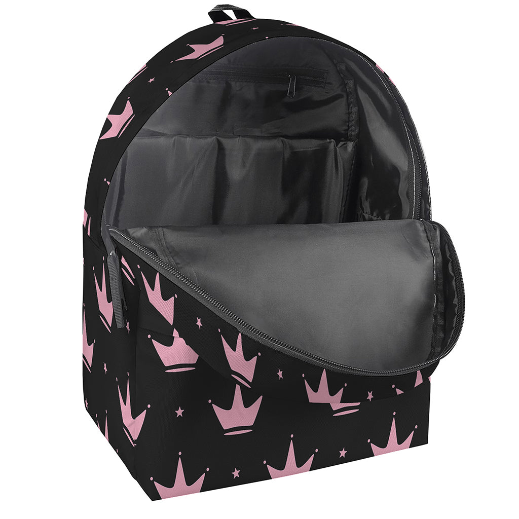 Pink Crown Pattern Print Backpack