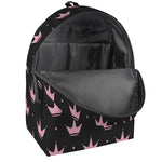 Pink Crown Pattern Print Backpack