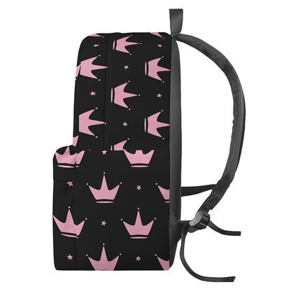 Pink Crown Pattern Print Backpack