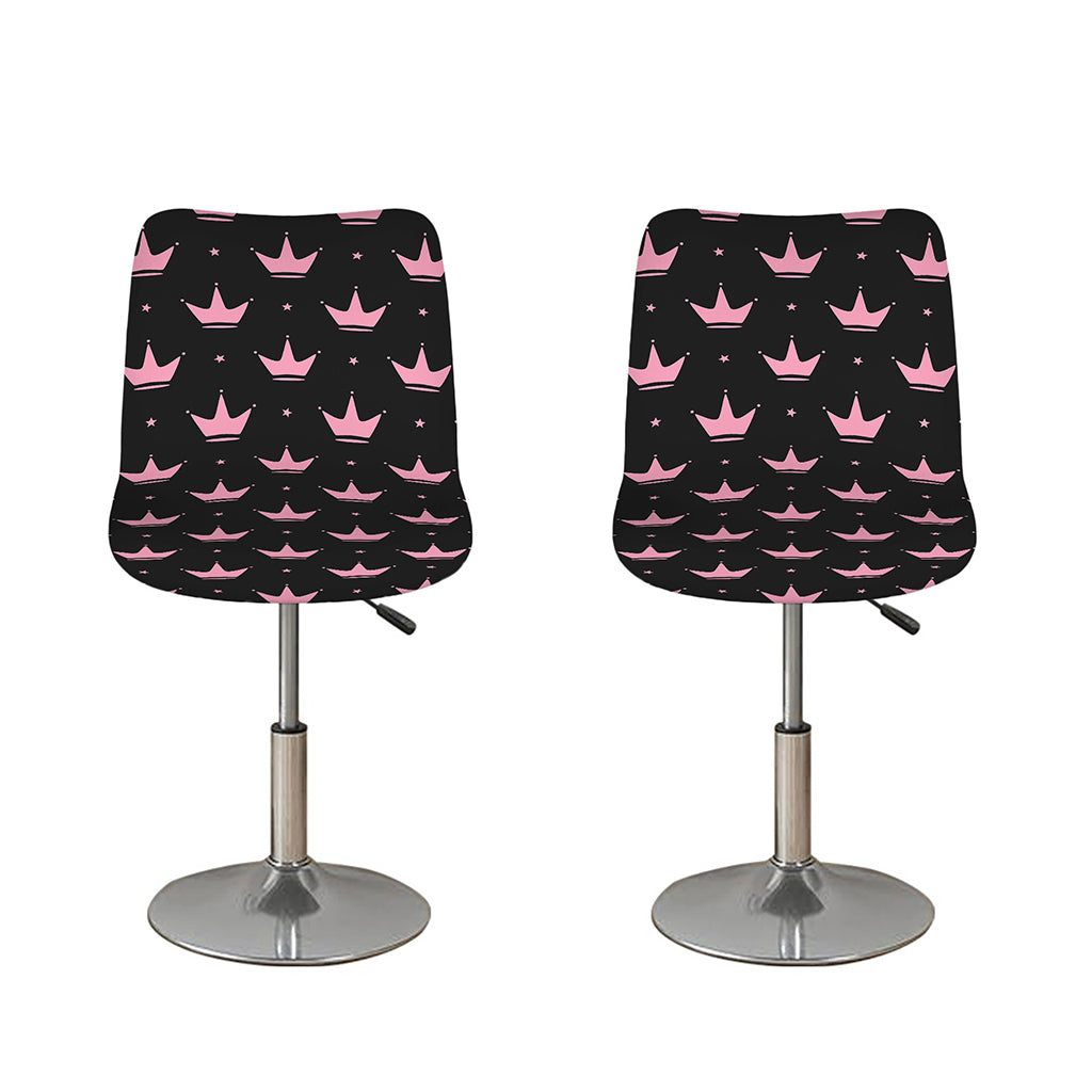 Pink Crown Pattern Print Bar Stool Covers