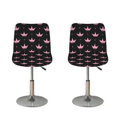 Pink Crown Pattern Print Bar Stool Covers