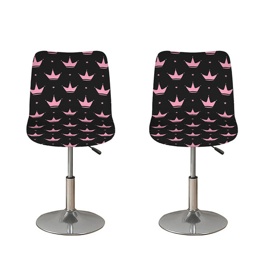 Pink Crown Pattern Print Bar Stool Covers