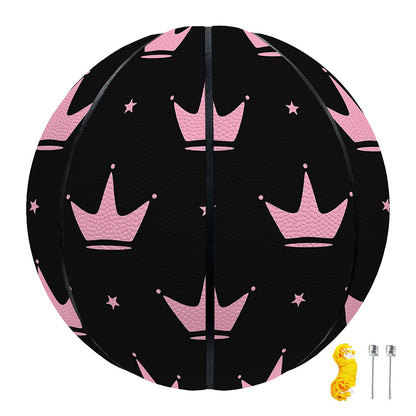 Pink Crown Pattern Print Basketball
