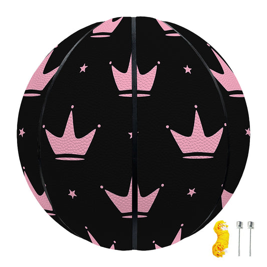 Pink Crown Pattern Print Basketball