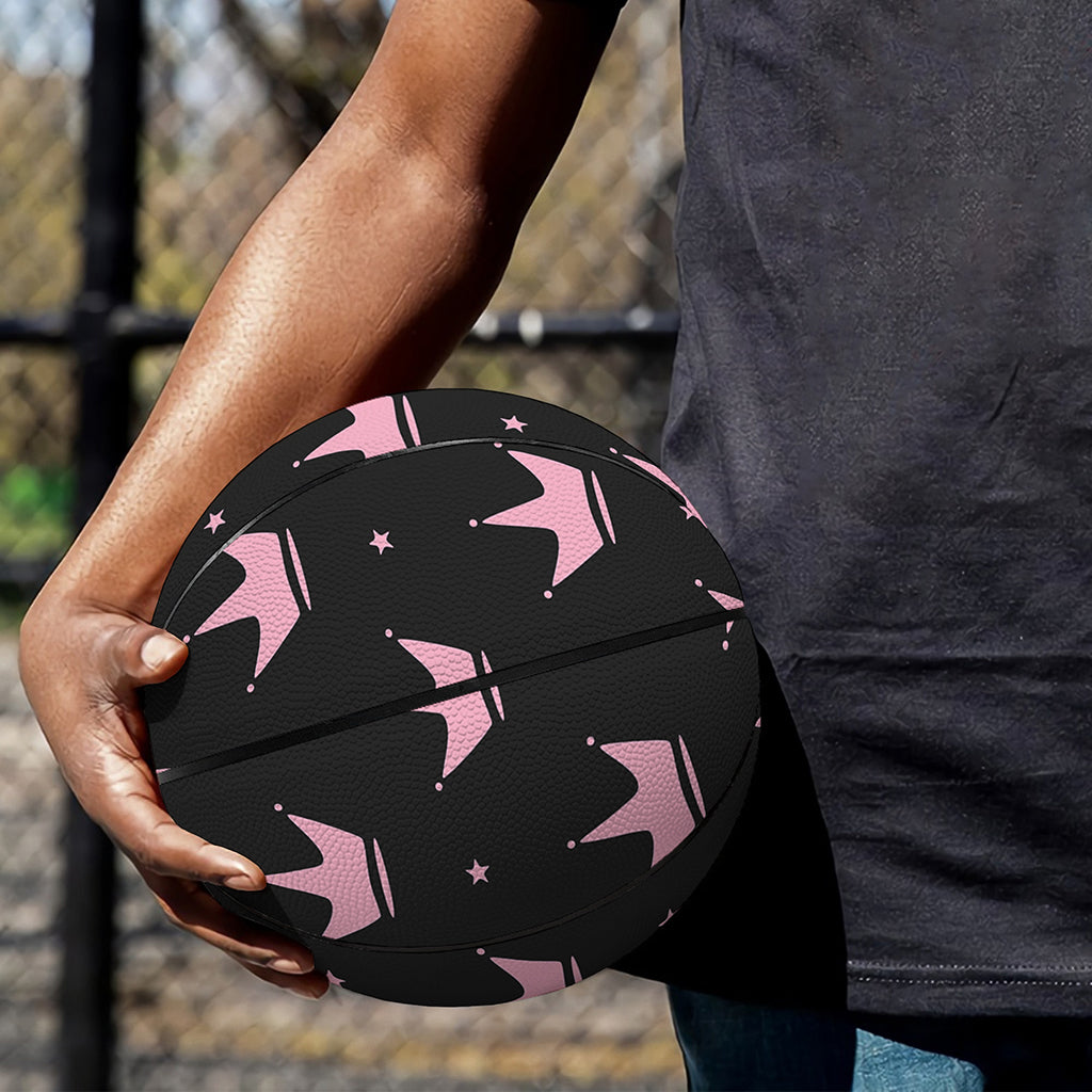 Pink Crown Pattern Print Basketball