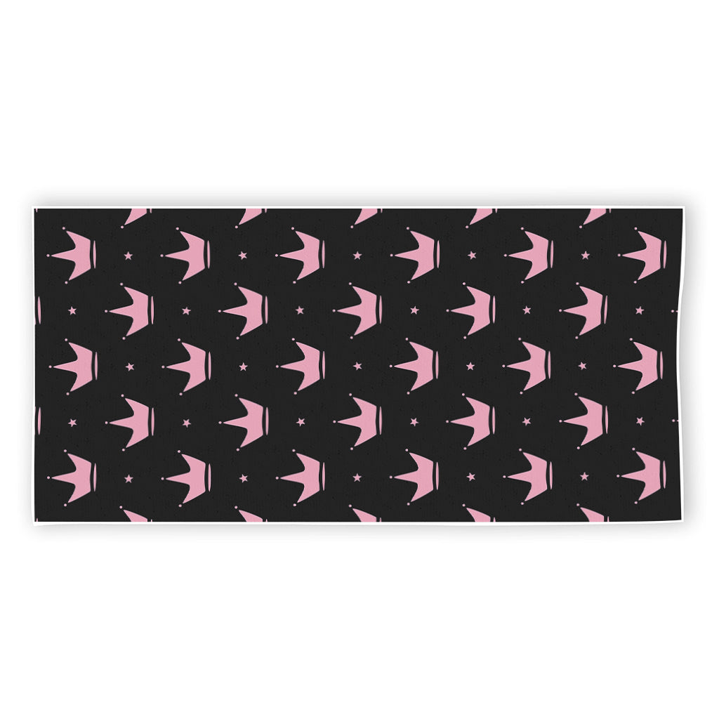 Pink Crown Pattern Print Beach Towel