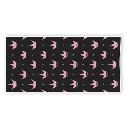 Pink Crown Pattern Print Beach Towel