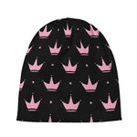 Pink Crown Pattern Print Beanie