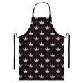 Pink Crown Pattern Print Bib Apron With Pocket
