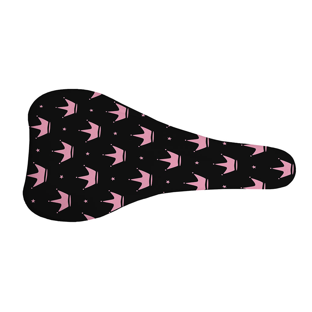 Pink Crown Pattern Print Bicycle Seat Cover