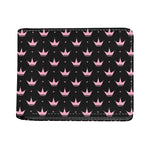 Pink Crown Pattern Print Bifold Wallet