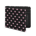 Pink Crown Pattern Print Bifold Wallet