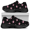 Pink Crown Pattern Print Black Chunky Shoes
