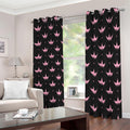 Pink Crown Pattern Print Dimout Grommet Curtains