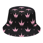 Pink Crown Pattern Print Bucket Hat