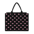 Pink Crown Pattern Print Canvas Tote Bag