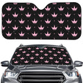 Pink Crown Pattern Print Car Windshield Sun Shade
