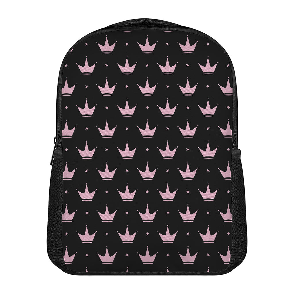 Pink Crown Pattern Print Casual Backpack