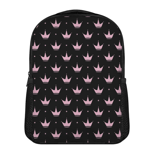Pink Crown Pattern Print Casual Backpack