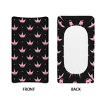 Pink Crown Pattern Print Changing Pad Cover