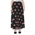 Pink Crown Pattern Print Chiffon Maxi Skirt